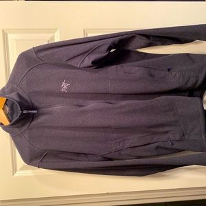 Arc’teryx full zip sweatshirt light jacket - blue w green highlight zipper